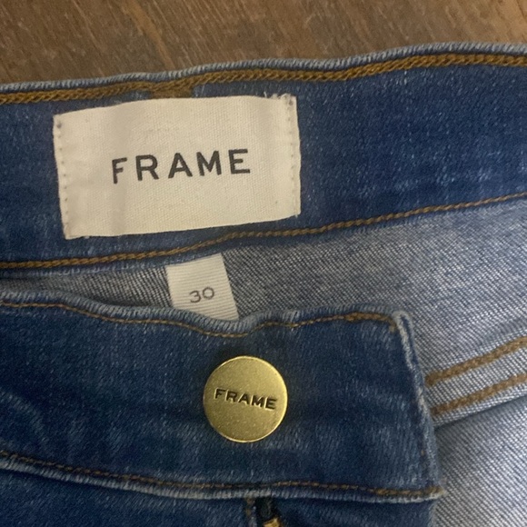 FRAME LE HIGH SKINNY RAW HEM MEDIUM WASH HIGH WAISTED SLIM FIT SKINNY JEANS SZ30 - Picture 6 of 12